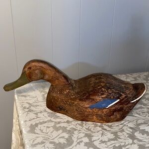 Handcrafted Wooden Duck Decoy Sculpture